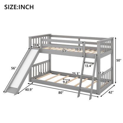 Slide and Climb Twin Bunk Bed, Gray
