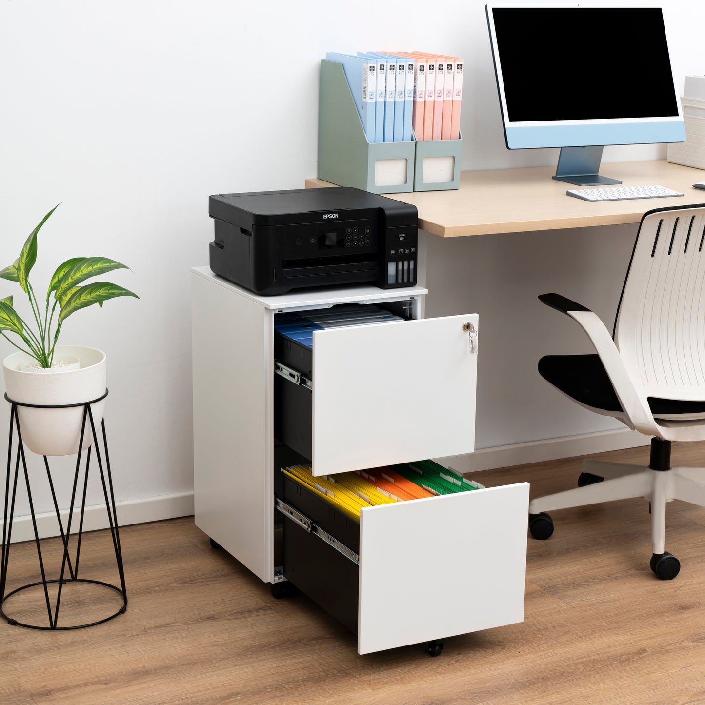 Secure File Cabinet - White