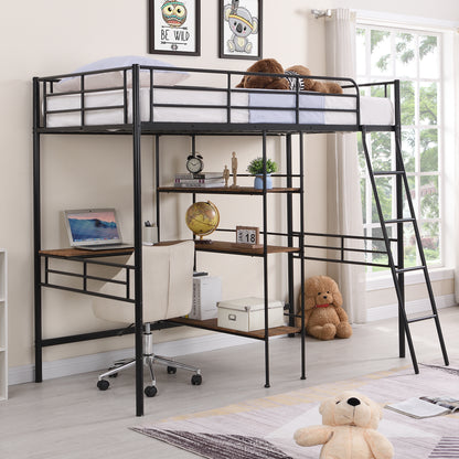 ElevateMax Twin Loft Bed with Desk and Shelves