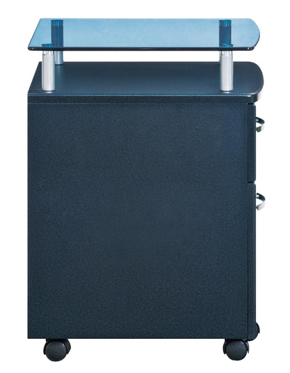 Rolling File Cabinet with Glass Top