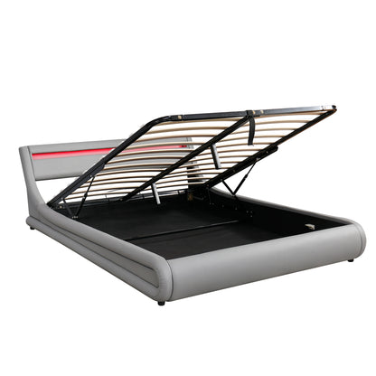 Farah Queen Size Storage Platform Bed w Hydraulic System - Grey