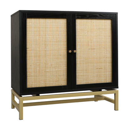 Rattan Black Frame Cabinet