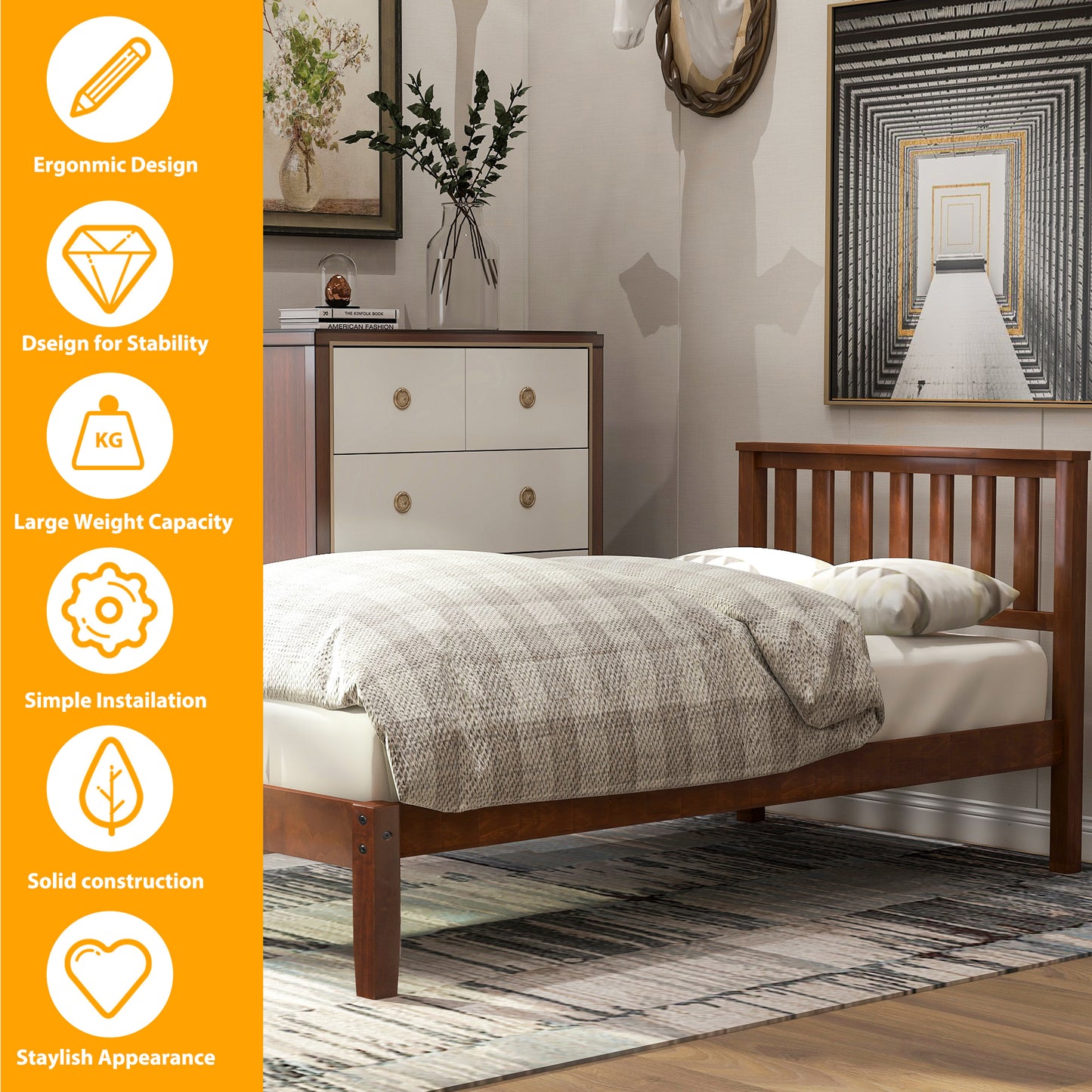 Walnut Dreamwood Twin Bed