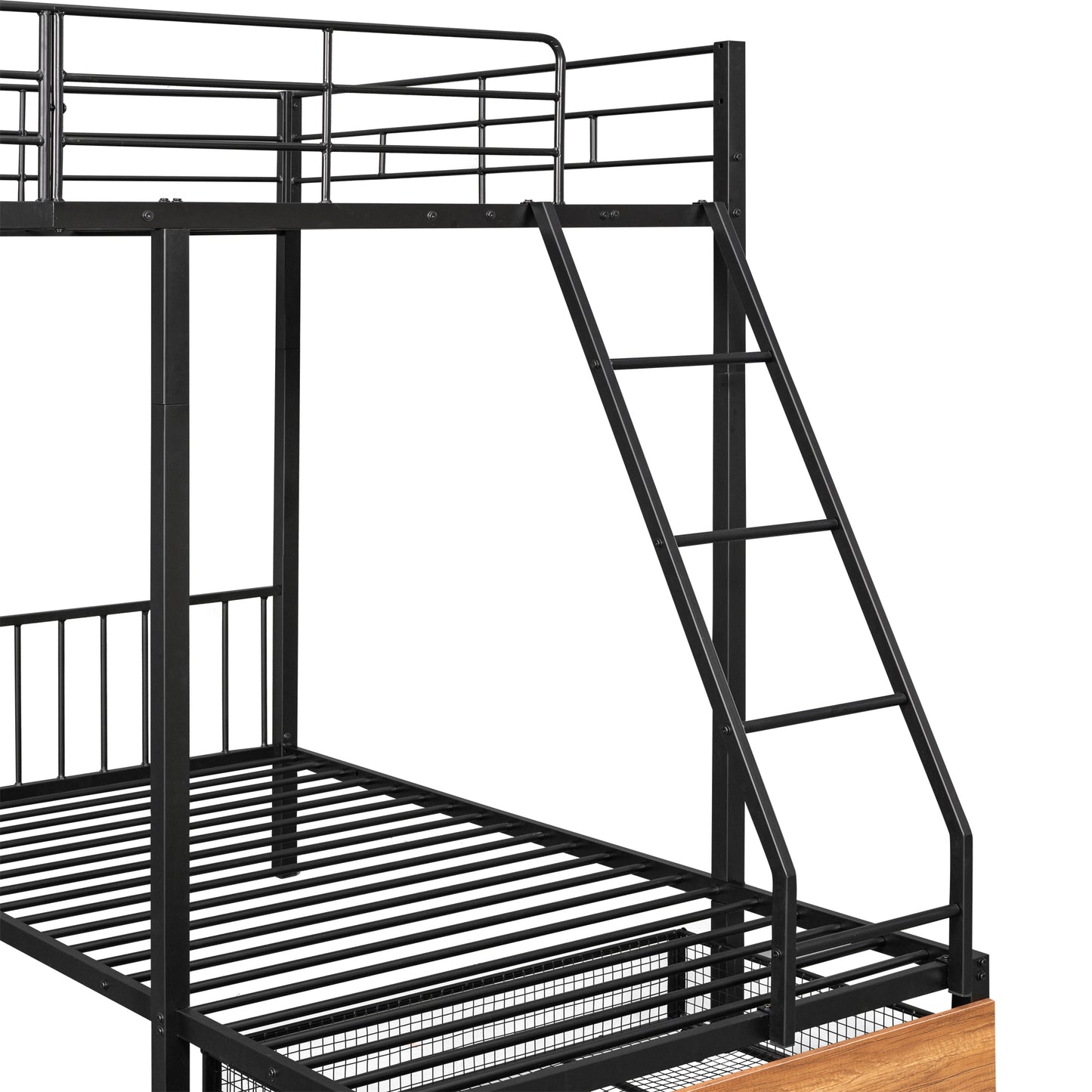 TripleMax Twin Bunk Bed - Sleek Black Design with Drawers and Guardrails