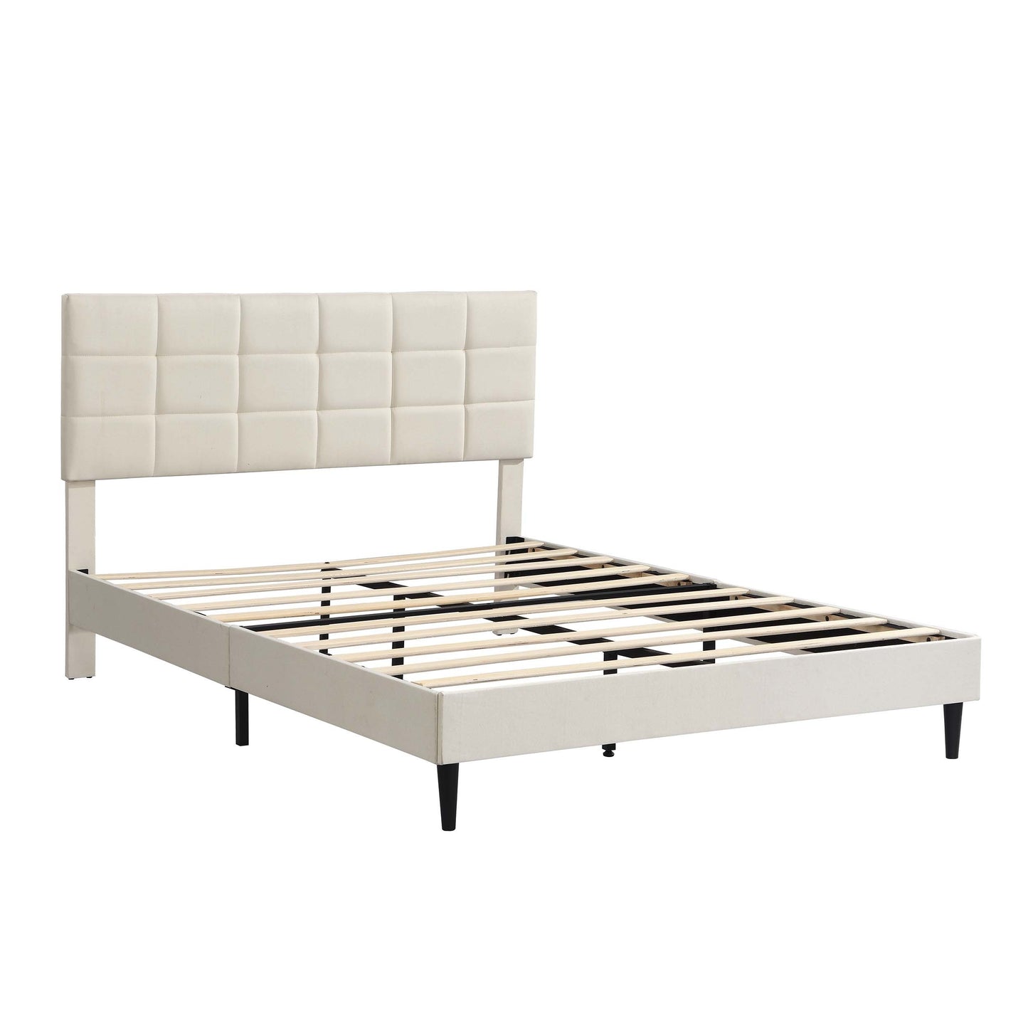 Elegant Queen Size Platform Bed Frame - Beige