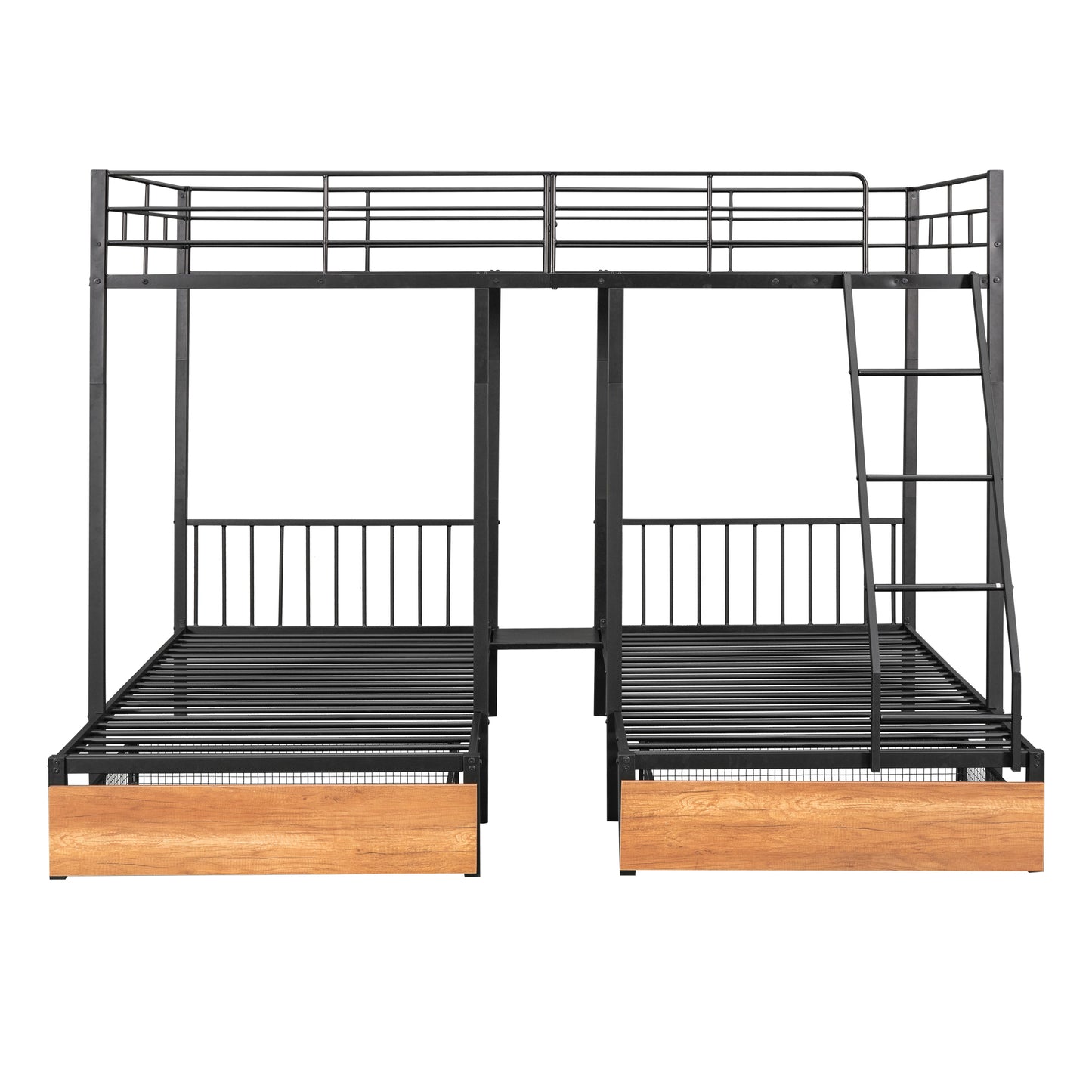 TripleMax Twin Bunk Bed - Sleek Black Design with Drawers and Guardrails