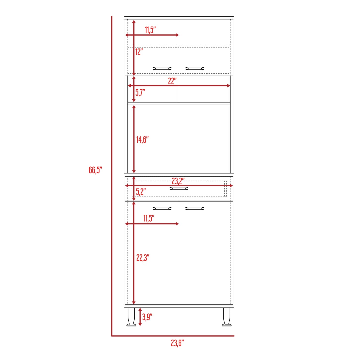Pure Kitchen Pantry with Countertop - Black
