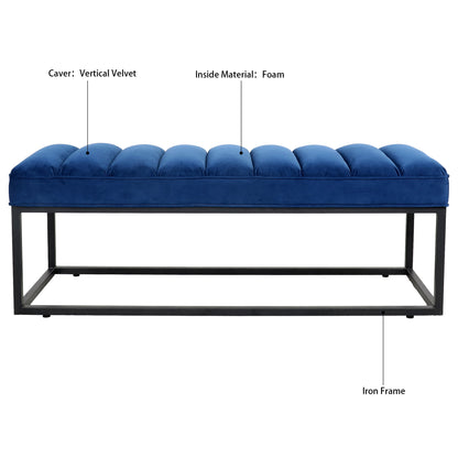 Metal Base Upholstered Bench - Navy Blue