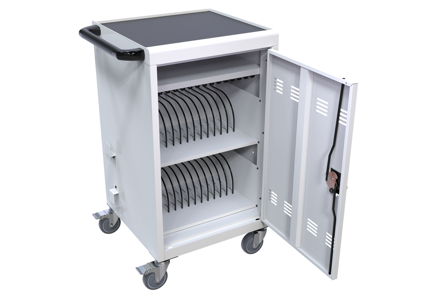 Tech Charge Cart and Cabinet - White