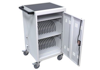 Tech Charge Cart and Cabinet - White