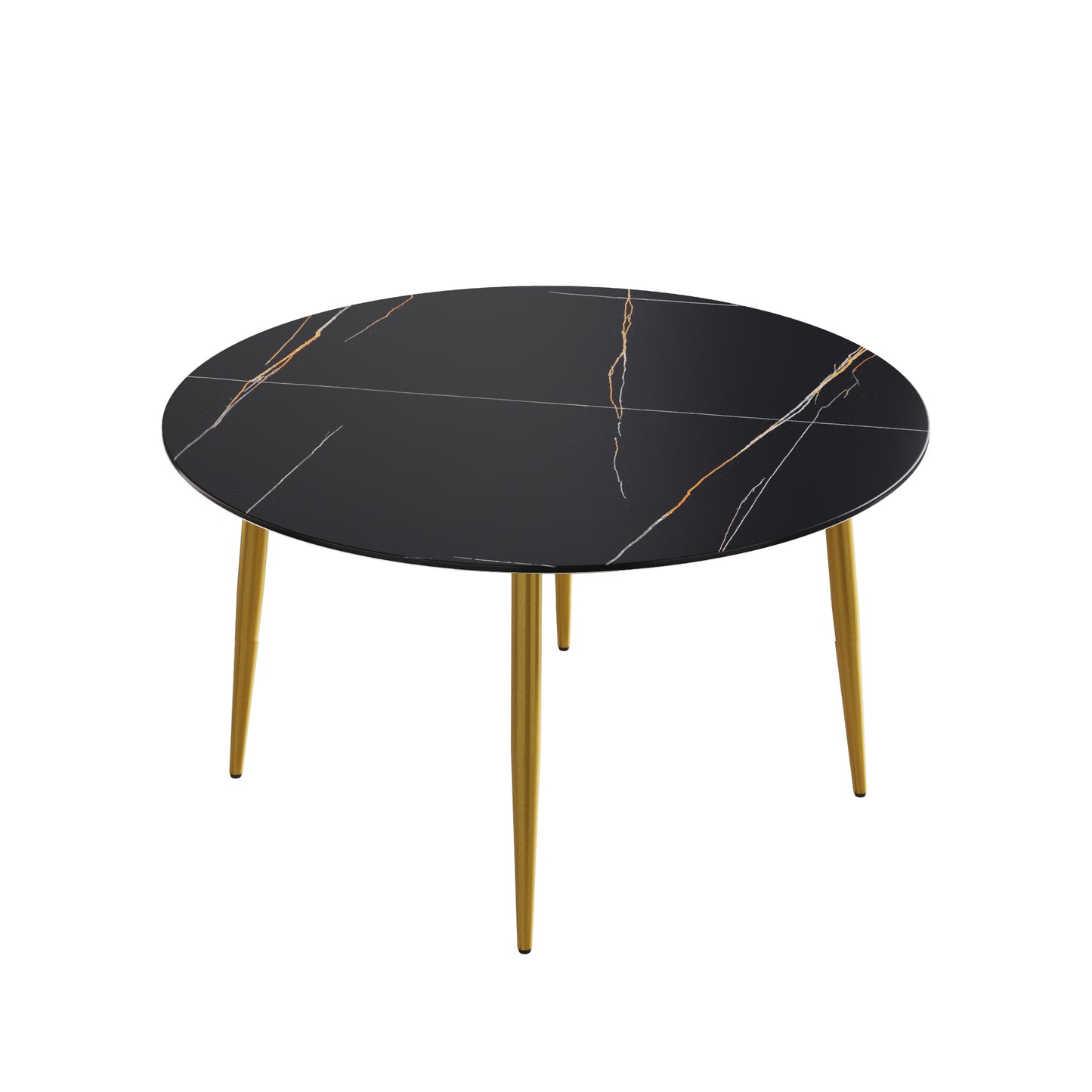 Golden Elegance: Modern Black Round Dining Table