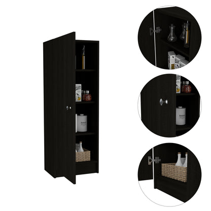 Belleria Single Door Pantry with Four Interior Shelves  - Black