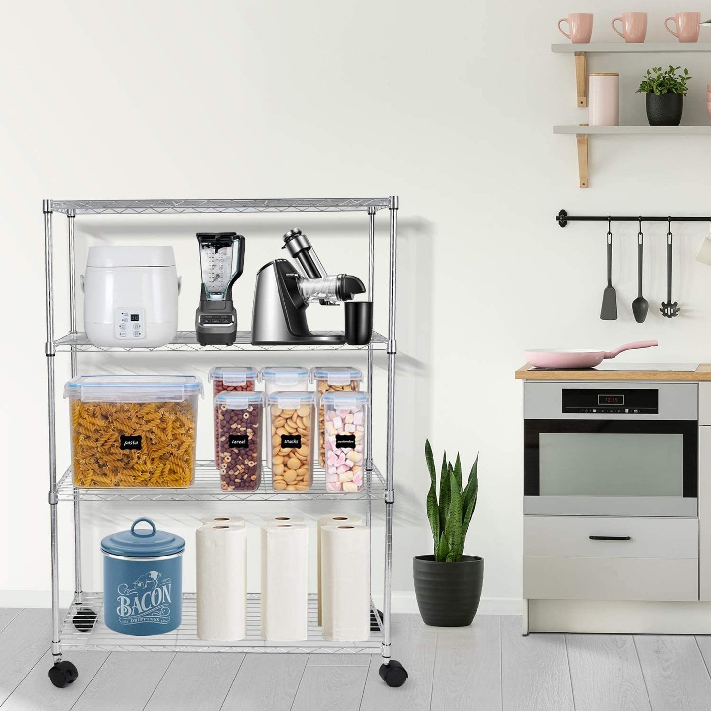 Simple Deluxe 4-Tier Heavy Duty Storage Shelving - Chrome