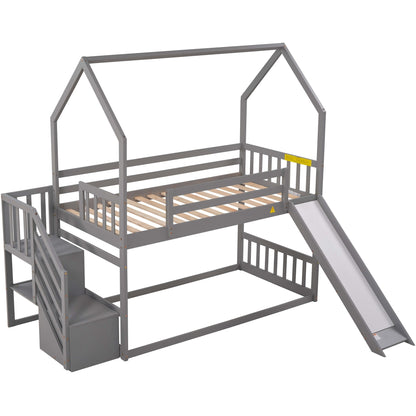 Slide and Store Twin House Bunk Bed