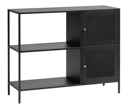 Cabinet with 2 Metal Mesh Doors and Versatile Storage Bookcase