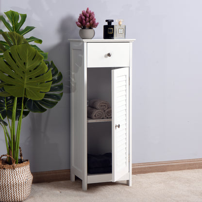 Elegant White Wood Bathroom Cabinet Set