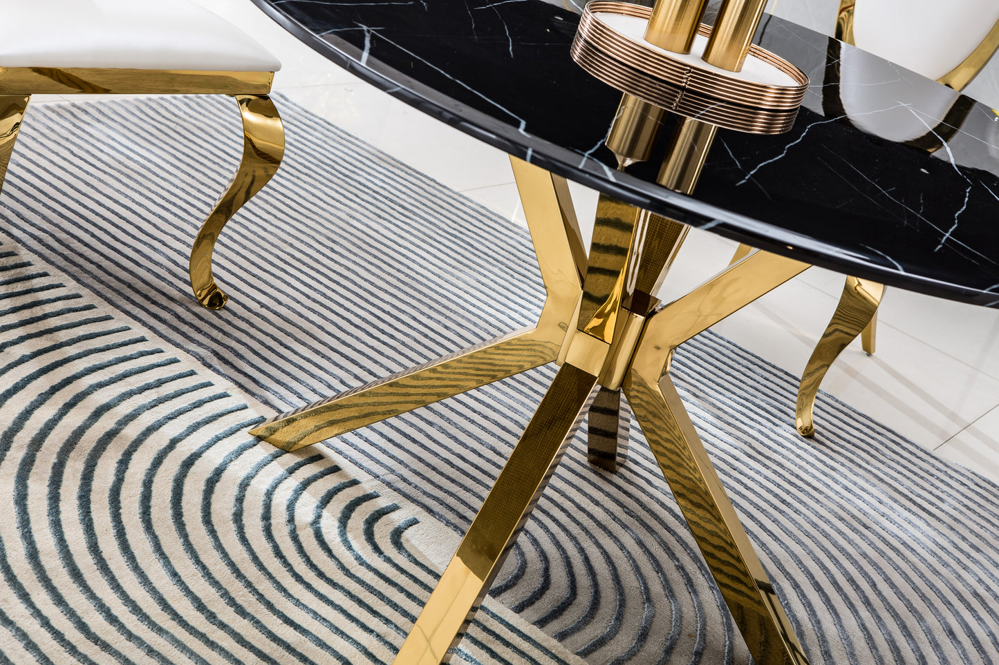 Elegant Gold Fusion Marble Dining Table
