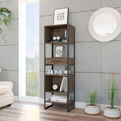 London 1-Drawer Bookcase - Dark Walnut