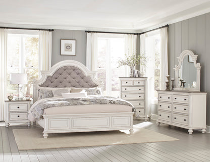Elegance Restored Antique White Button-Tufted Eastern King Bed