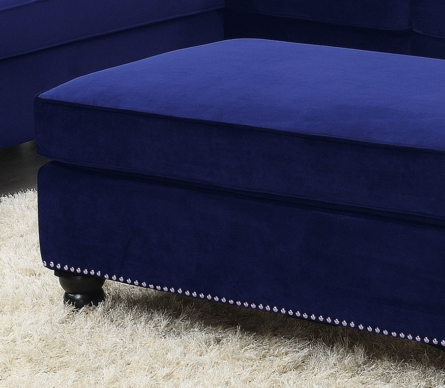 Cocktail Ottoman Wooden Legs - Blue