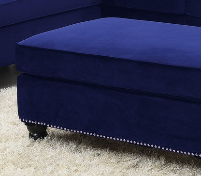 Cocktail Ottoman Wooden Legs - Blue