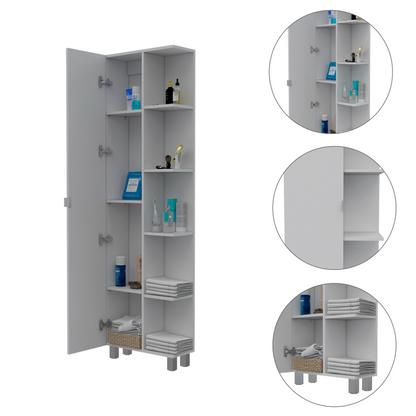 Urano Corner Linen Cabinet - White
