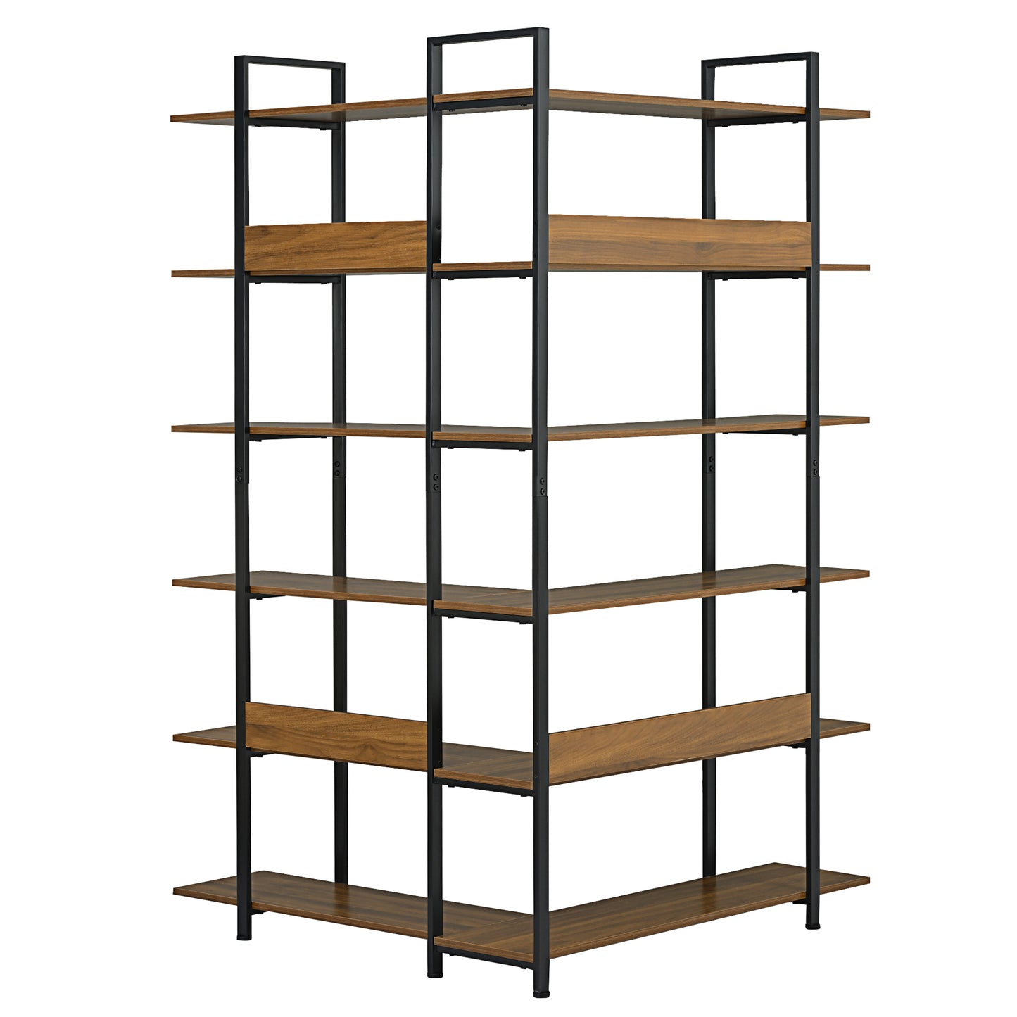 Stainless Steel Frame Corner 6-tier Shelves - Brown