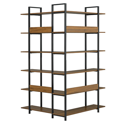 Stainless Steel Frame Corner 6-tier Shelves - Brown