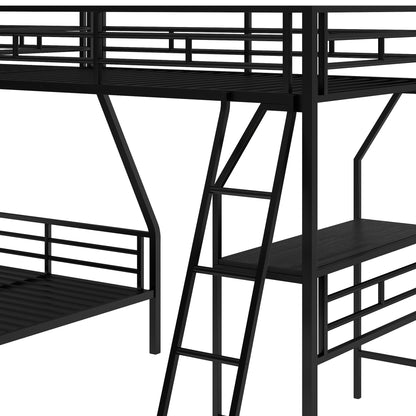 Luminous Lair Metal Twin Loft Bed with Desk