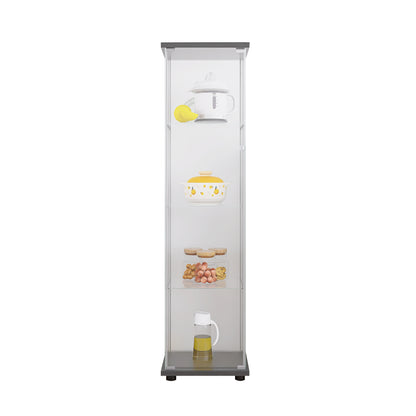 Glass Display Cabinet 4 Shelves with Door - Black
