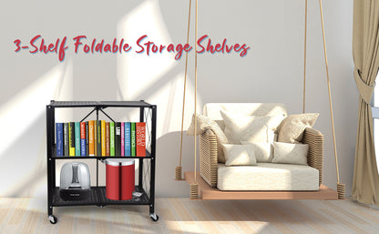 Simple Deluxe II 3-Tier With Wheels- Black