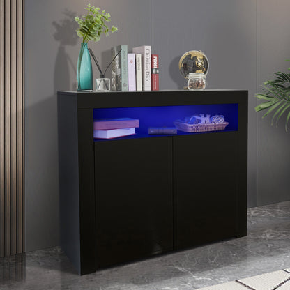 Glossy Glow Sideboard: Modern Storage Cabinet with LED Light