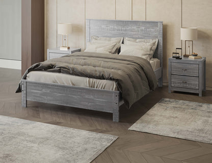 Eco Rustic Grey Wood Bed
