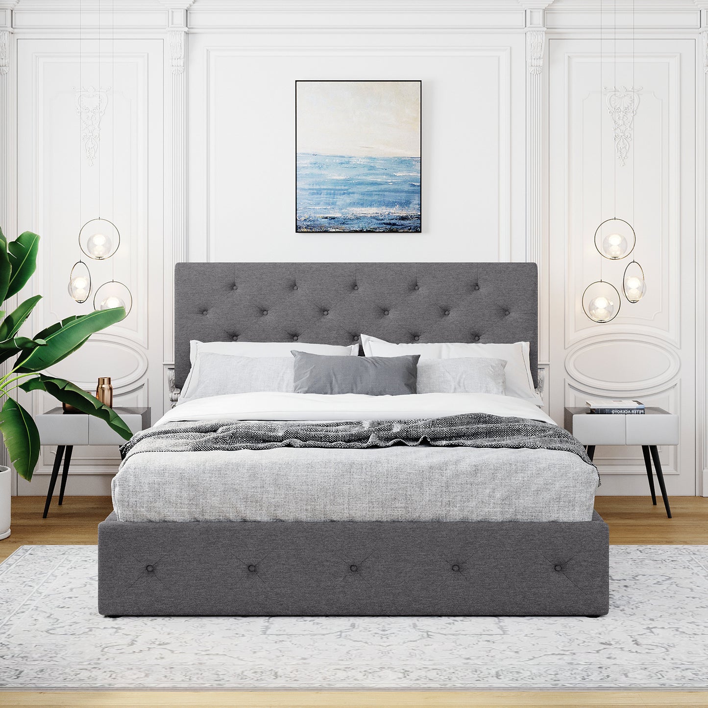 Royal Rest Upholstered Platform Bed - Gray