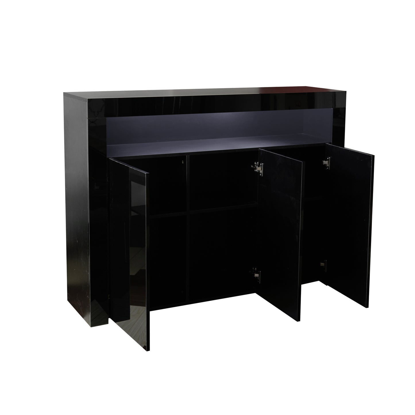 Glossy Glow Sideboard: Modern Storage Cabinet with LED Light