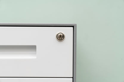 Compact 3 Drawer Mobile File Cabinet - White+Grey