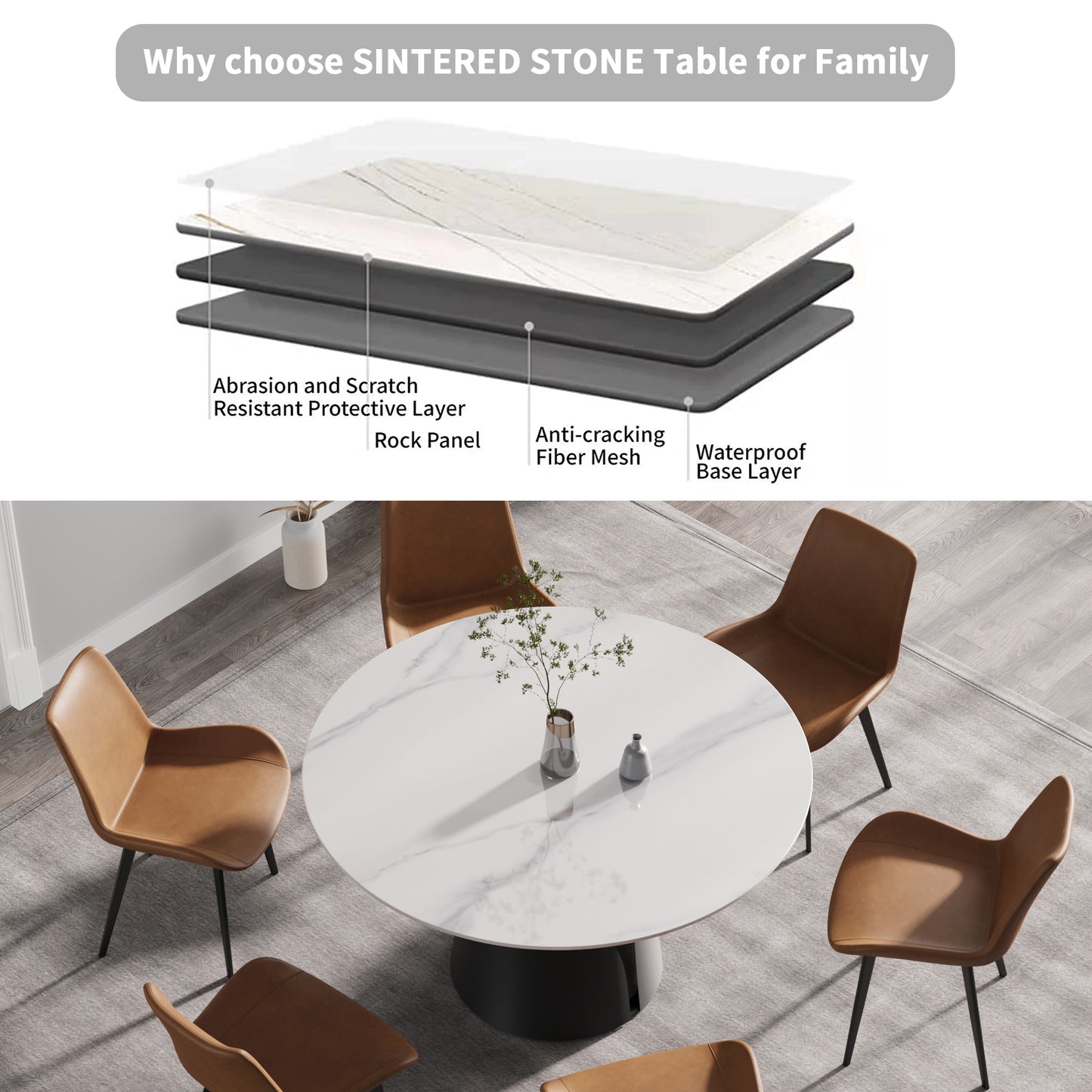 Elegant Round Carbon Steel Dining Table