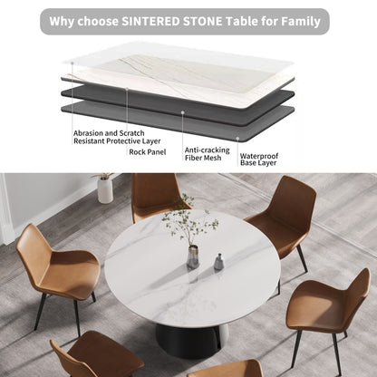 Elegant Round Carbon Steel Dining Table
