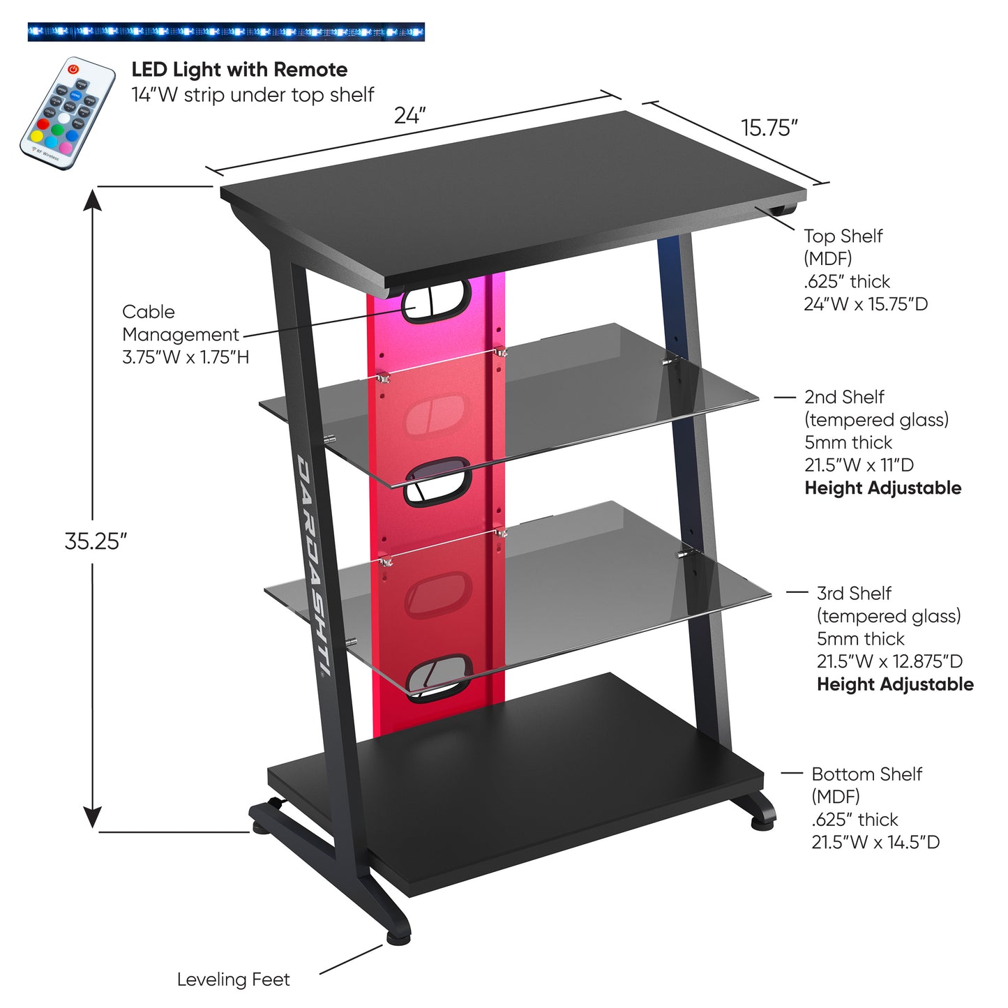 Azure Gaming Shelve - Red
