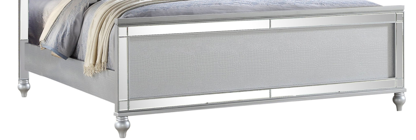 Atlas Sterling King Size Upholstered LED Bed - Silver