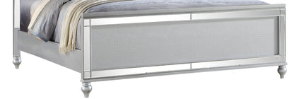 Atlas Sterling King Size Upholstered LED Bed - Silver