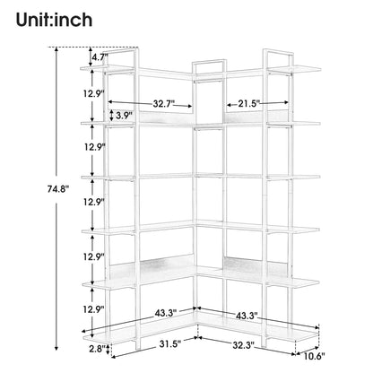 Stainless Steel Frame Corner 6-tier Shelves - Brown