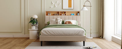Alvin Full Size Platform Bed Frame - Beige