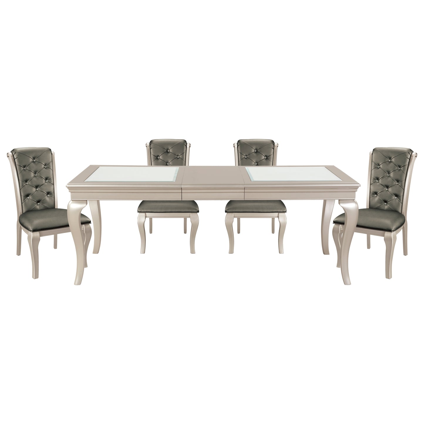 Elegant Extendable Glass Dining Table with Cabriole Legs