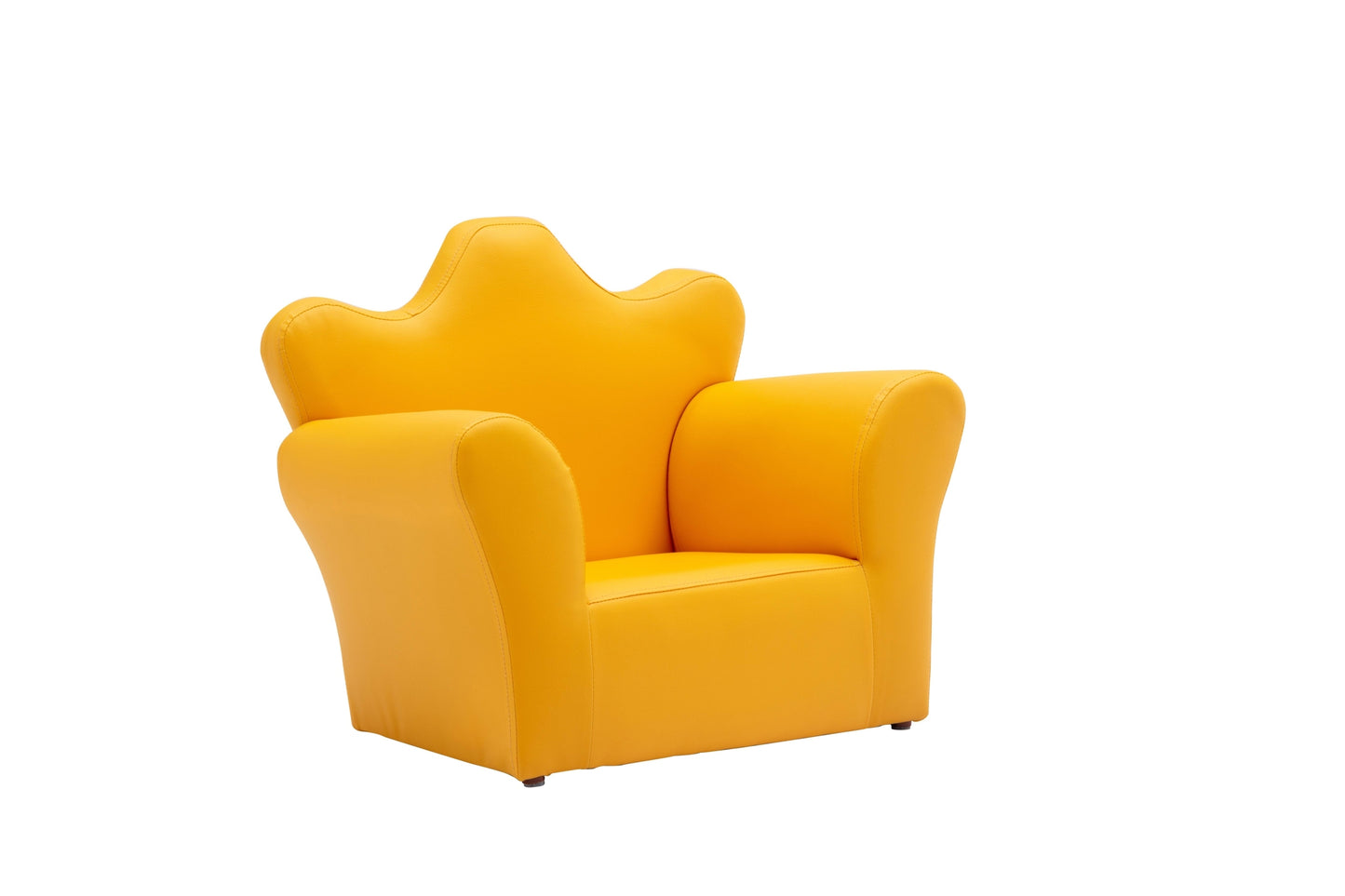 Crown Shape 1pc Kids Chair with Ottoman - Yellow
