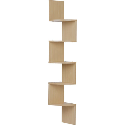 Beech Corner Wall Mount Shelf - Brown