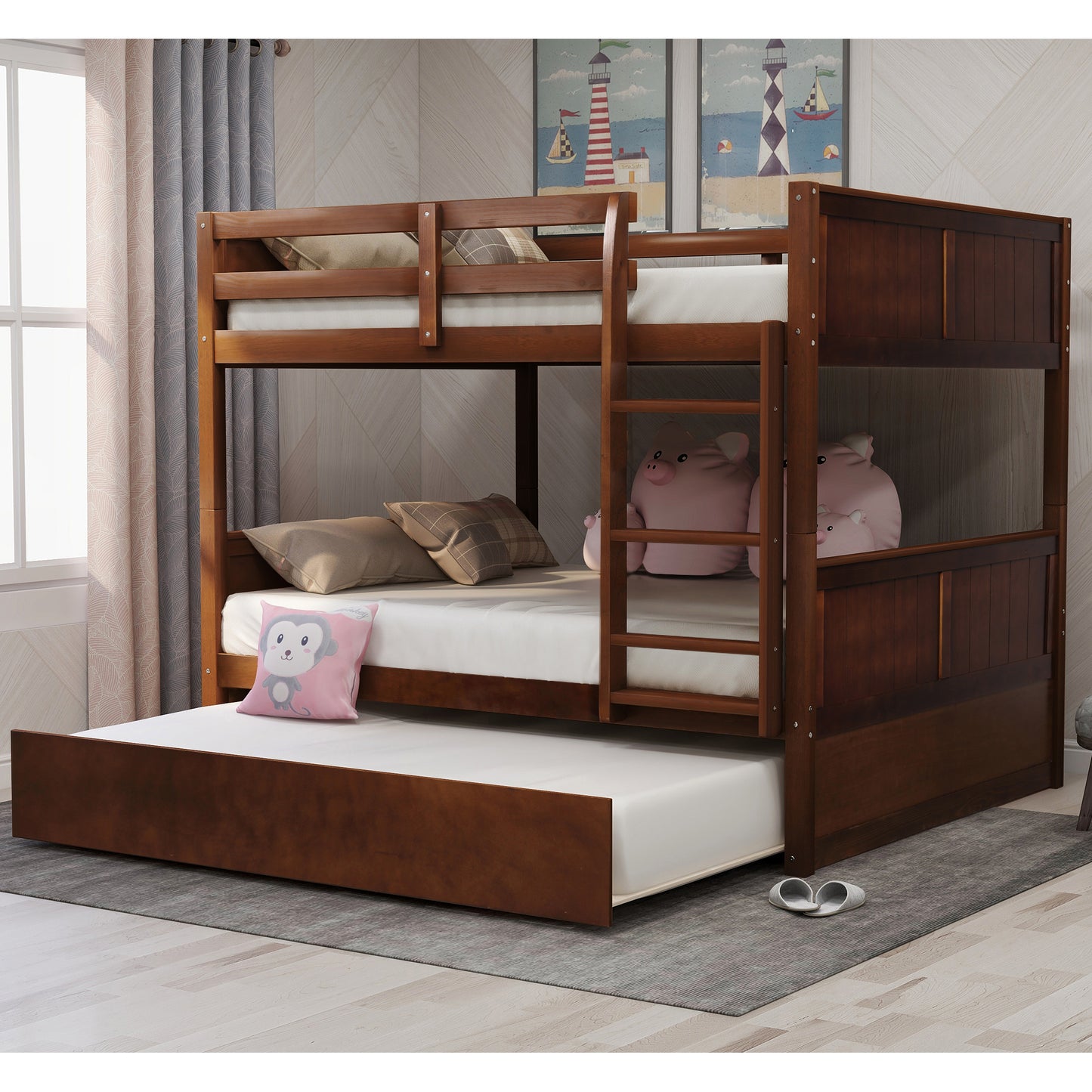 Walnut Dreamland Bunk Bed with Twin Trundle