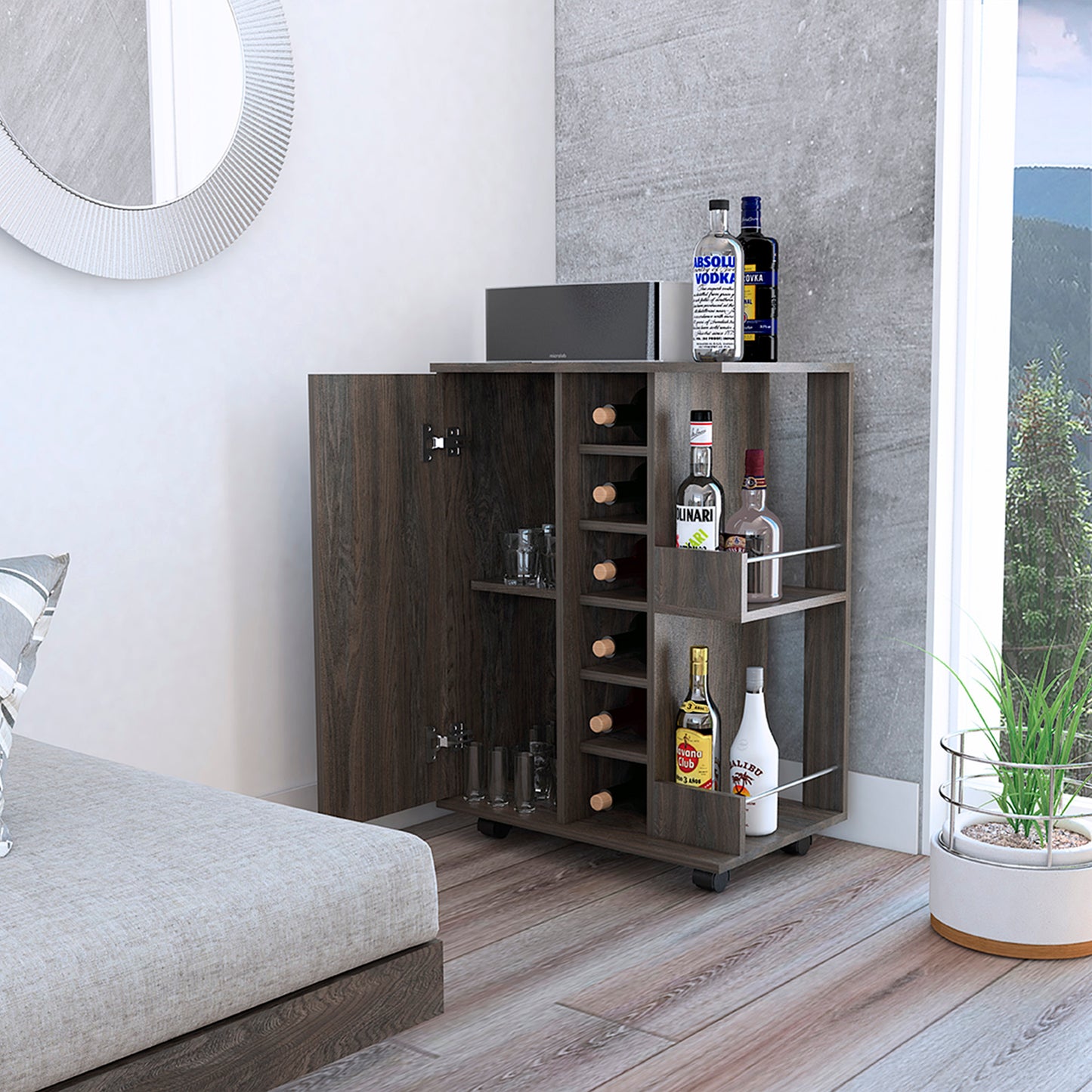 Bar Cart with Division Carbon - Espresso