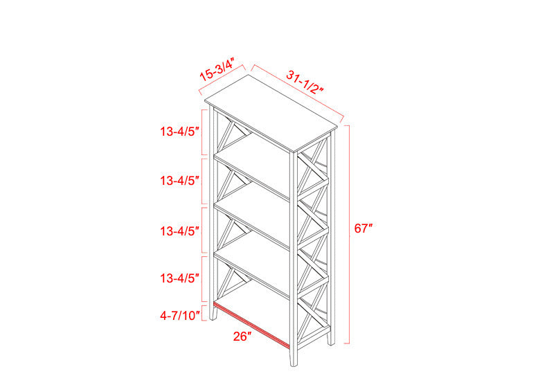 Bookshelf with Sturdy Solid Frame - Walnut