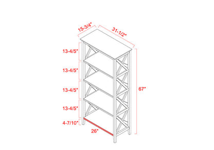 Bookshelf with Sturdy Solid Frame - Walnut